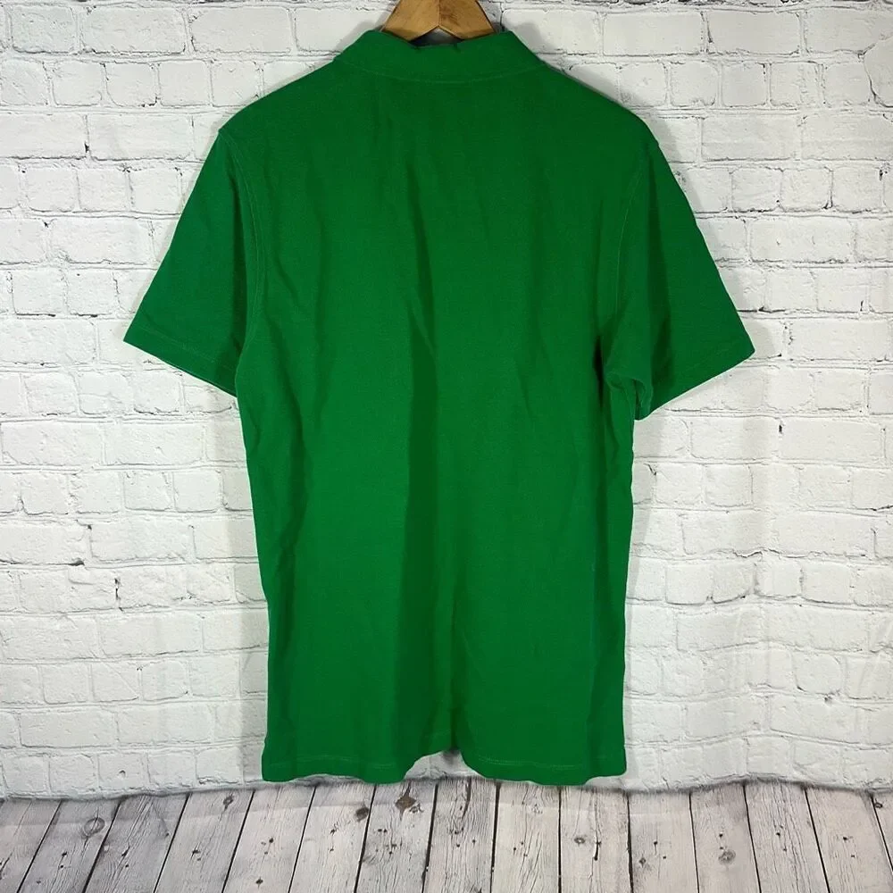 Gustin Polo Shirt Mens Medium Green Short Sleeve Cotton Made in USA‎